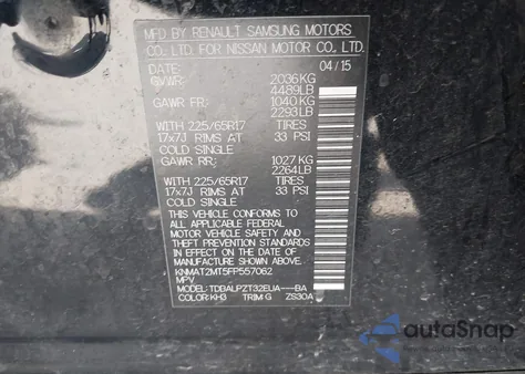 2015 Nissan Rogue S z USA, uszkodzony, nr VIN KNMAT2MT5FP557062